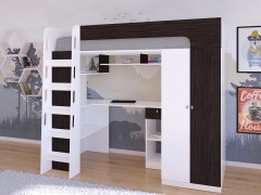 Кровать-чердак Астра 10 Белый/Венге