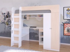 Кровать-чердак Астра 10 Белый/Дуб молочный