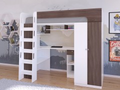 Кровать-чердак Астра 10 Белый/Дуб шамони 