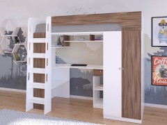 Кровать-чердак Астра 10 Белый/Орех