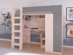 Кровать-чердак Астра 10 Дуб молочный/Железный камень