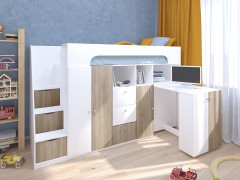 Кровать-чердак Астра 11 Белый - Дуб Сонома