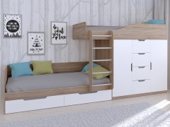 Двухъярусная кровать Астра 6 Дуб Сонома - Белый