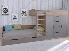Двухъярусная кровать Астра 6 Дуб Сонома - Железный камень