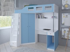 Кровать-чердак Астра 7 Белый - Голубой