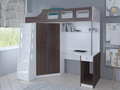 Кровать-чердак Астра 7 Белый - Дуб шамони