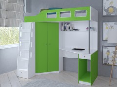 Кровать-чердак Астра 7 Белый - Салатовый